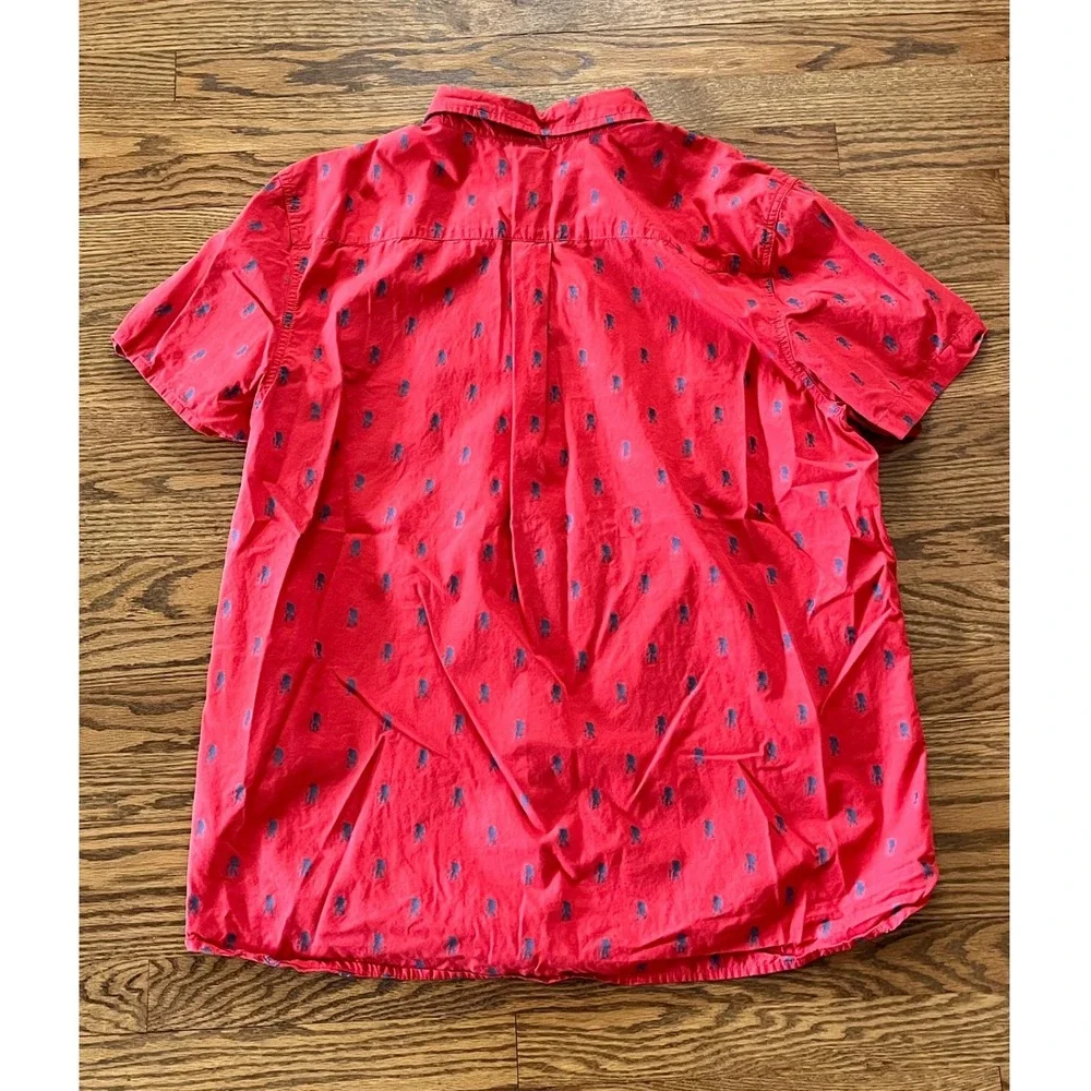 The North Face Mens XXL Red Hiker Print Short Sleeve Button Down Shirt